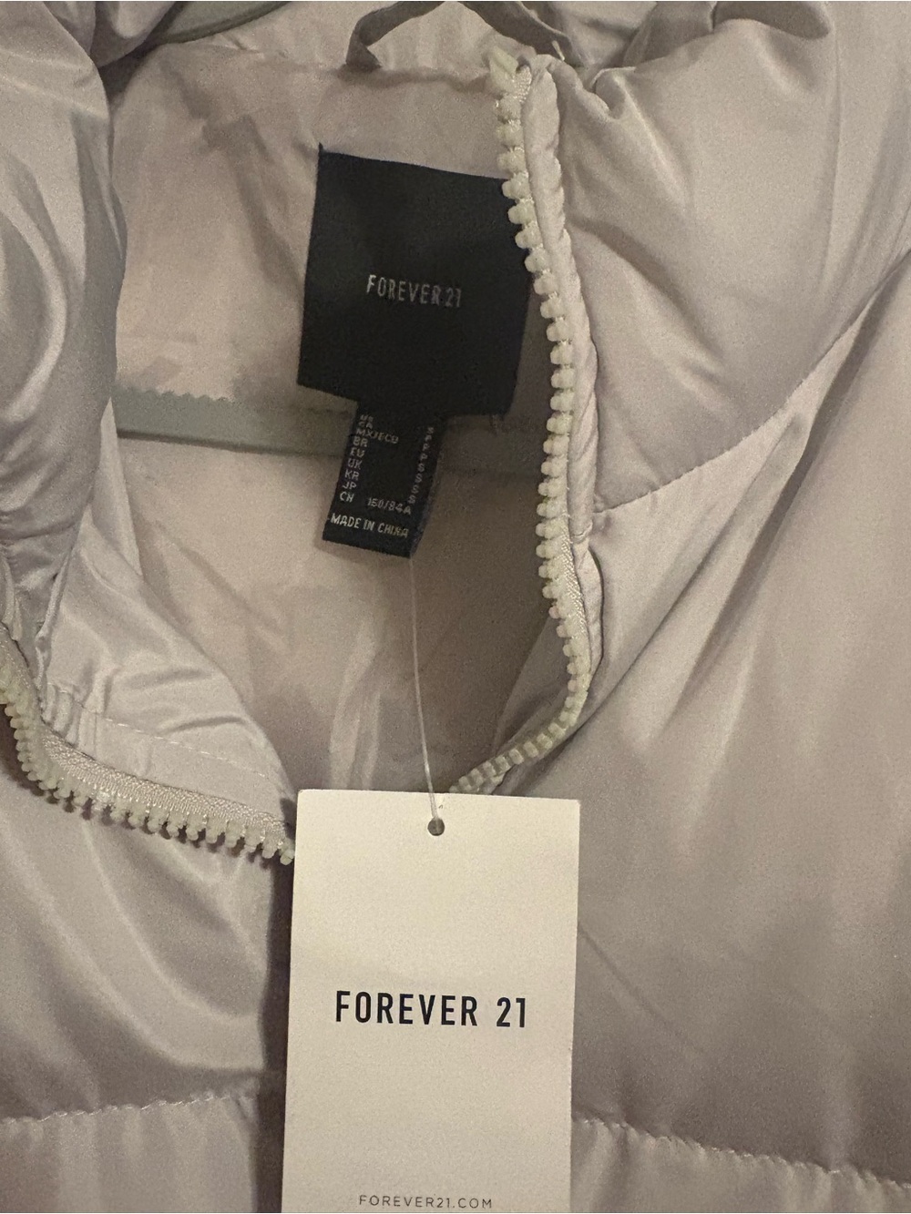 Forever 21 Silver-Light Gray Quilted Puffer Jacket